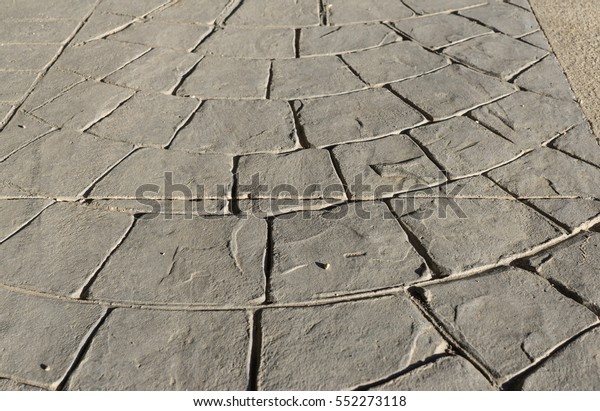 Stamped Concrete Pavement Outdoor Expansion Joint Stock Photo