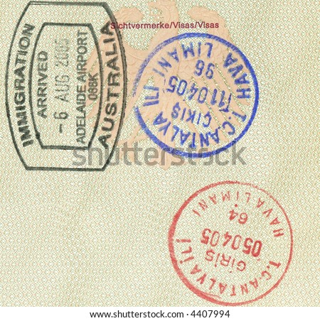stamps of australia and turkey in german passport
