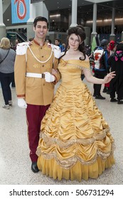 STAN LEE LOS ANGELES COMIC CON: October 29, 2016, Los Angeles, California. Cosplayers dressed as Disney Princess Belle and her Prince Adam from Beauty and the Beast. 