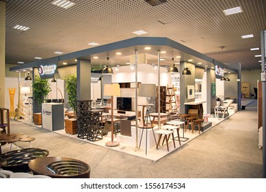 Stand design examples at furniture fair in istanbul exhibition center in istanbul, Turkey, October 11 2019