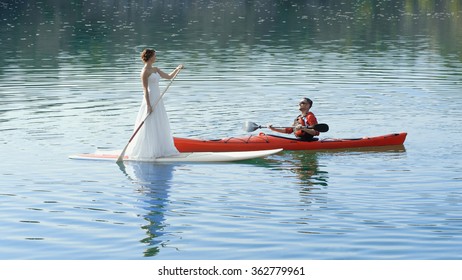 Stand Up Paddle Board Beach People On Paddle Board