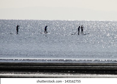 Stand Up Paddle Boarding Fitness Group Silhouette Brisbane Australia