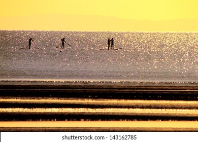 Stand Up Paddle Boarding Fitness Group Silhouette Brisbane Australia