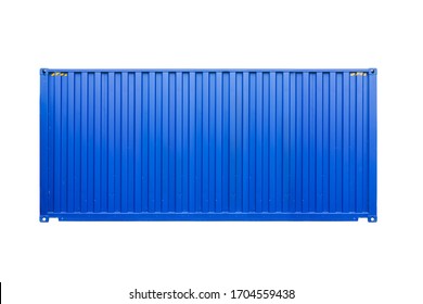 Standard blue cargo container isolated on white background, side view. Modern industrial shipping equipment - Shutterstock ID 1704559438