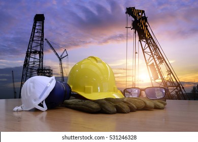 Standard construction safety and construction site background.