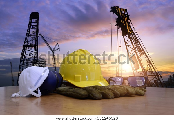 Standard construction safety and construction\
site background.