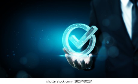 Standard quality control certification assurance guarantee. Concept of internet business technology digital