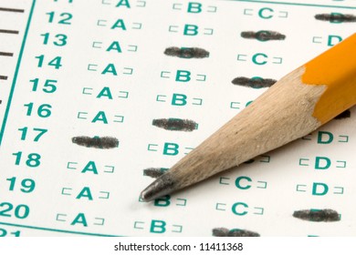 Standardized Quiz Or Test Score Sheet With Multiple Choice Answers