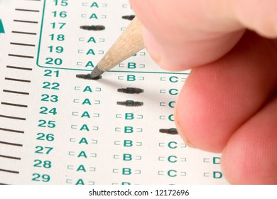 Standardized Quiz Or Test Score Sheet With Multiple Choice Answers