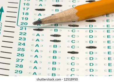 Standardized Quiz Or Test Score Sheet With Multiple Choice Answers