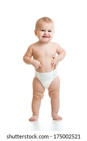 Standing Baby Girl Isolated On White Background