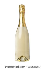 Standing Champagne Bottle On White Background