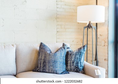 Standing Floor Lamp with White Shade - Shutterstock ID 1222032682
