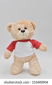 Standing Light Brown Teddy Bear On White Background