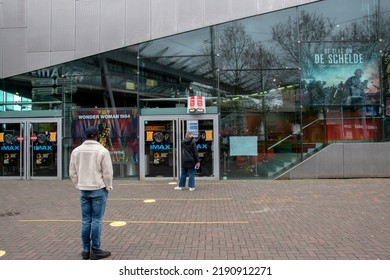 Standing In Line To Vote On Election Day At The Movie Theater At Amsterdam The Netherlands 17-3-2021