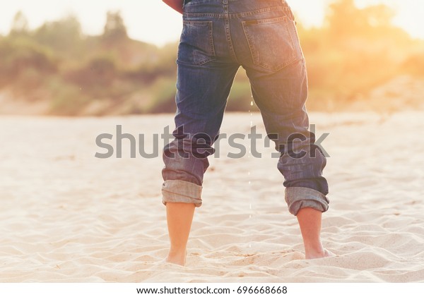 Beach peeing On the