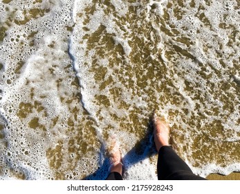Standing on the Beach in the Waves