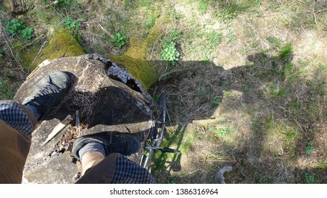 standing on a log and shadows