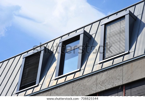 Standing Seam Metalroof Anodized Dormer Windows Stock Photo Edit