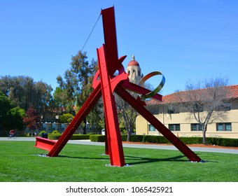 STANFORD CA 04 14 15: Sculpture By Mark Di Suvero Titled The Sieve Of Eratosthenes Honors Law Professor John Henry Merryman For His Extraordinary Contributions To Art And Cultural Property Law