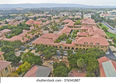 Stanford campus historical buildings and Palo Alto cityscape