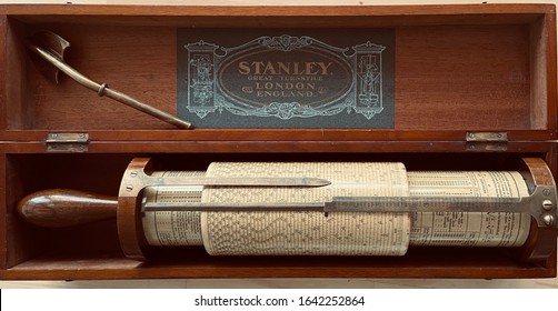 Stanley Fuller Calculator Slide Rule Of Mahogany, Paper And Brass Dated In 1919. Private Collection, Florida, February, 9, 2020