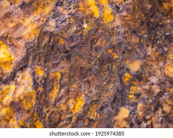 Stanniferous limonite. A form of iron ore consisting of a mixture of hydrated iron III oxide hydroxides in varying compositions. Rusty full frame mineral background.