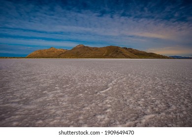 Stansbury Island Salt Flat Long Exposure At Night.