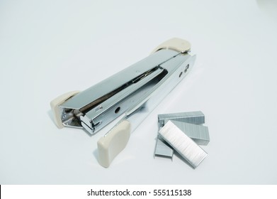 Stapler Bullets On Isolated White Background Stock Photo 555115138 ...