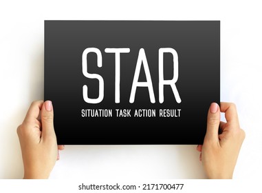 STAR Acronym (Situation, Task, Action, Result) Format Is A Technique Used By Interviewers To Gather All The Relevant Information, Concept On Card