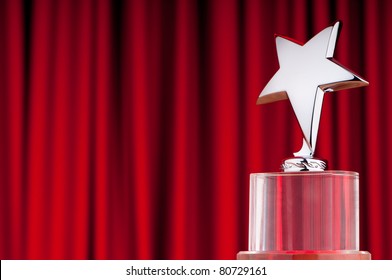 Star Award Against Curtain Background Stock Photo Edit Now 80729161