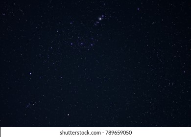 Star Field Background Of Southern Hemisphere. Orion Constellation And De Mairan's Nebula (Emission)