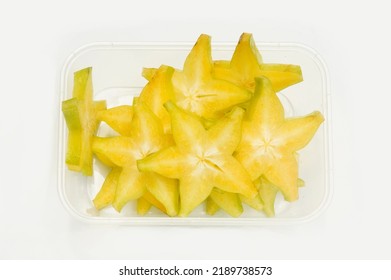 Star fruit, starfruit slice background.  Yellow starfruit on white background. In Indonesia also called Belimbing .
