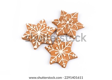 Star shape christmas gingerbread cookie isolated on white background