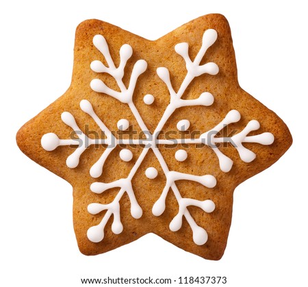 Star shape christmas gingerbread isolated on white background