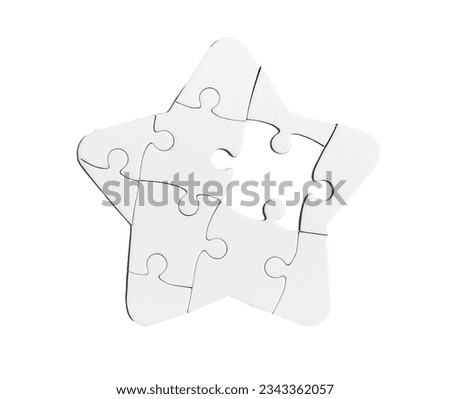 Star shaped puzzle with missing lacking piece isolated on white background.