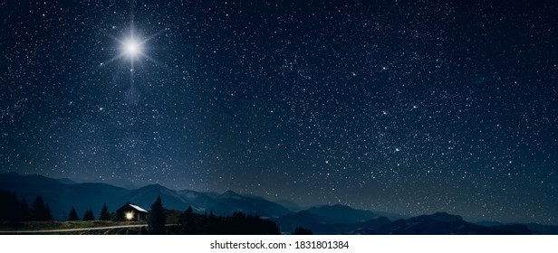 The star shines over the manger of christmas of Jesus Christ. - Shutterstock ID 1831801384