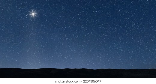 The star shines over the manger of Jesus Christ, Christmas sky, Starry night - Powered by Shutterstock