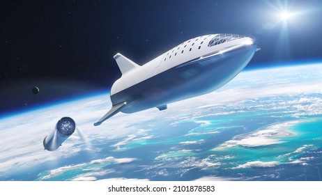 Star ship in low-Earth orbit. Elements of this image furnished by NASA.