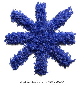 star sign made of flowers (cornflowers) isolated on white background - stock photo - Shutterstock ID 196770656