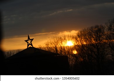 A Star with a sunset behind 