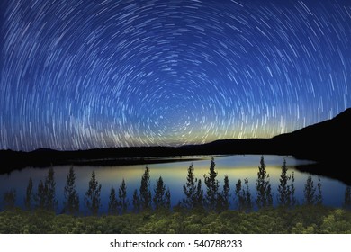 star trail on mountain . - Shutterstock ID 540788233