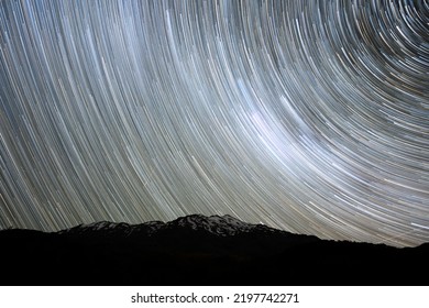 A Star Trail Photo Of Mount Ruapehu