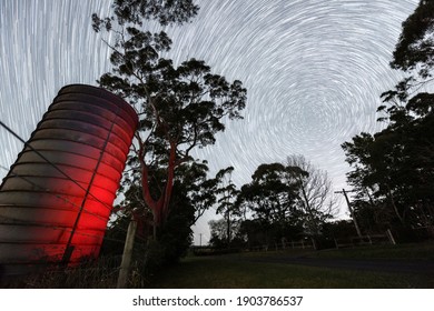 Star Trails shot with silo in foreground