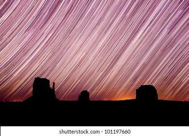 Star Trails Taken In Monument Valley Arizona Over a 2 Hour Time Lapse