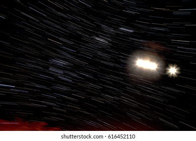 Star Trails Timelapse With Moon