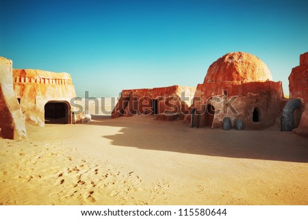Star wars decoration in Sahara desert