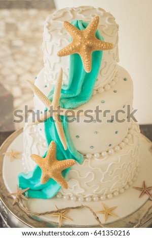 Starfish Beach Themed Wedding 3 Layer Stock Photo Edit Now