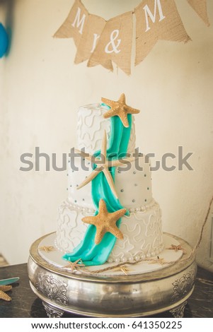 Starfish Beach Themed Wedding 3 Layer Stock Photo Edit Now