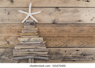 Starfish and driftwood Christmas tree - Powered by Shutterstock